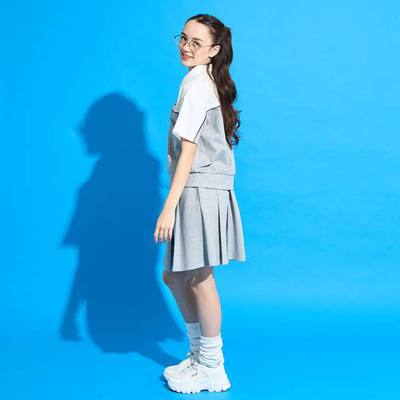 [AMI] Color Block Half-Zip Outfit Set,Top gray, large image number 12