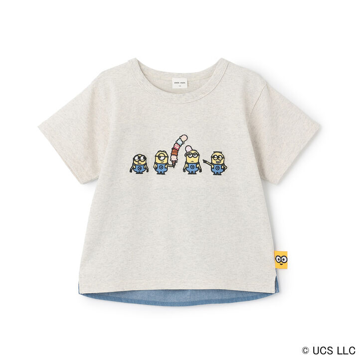 [Minion] Short Sleeve T-Shirt with Woven Fabric Panels,Navy, medium image number 5