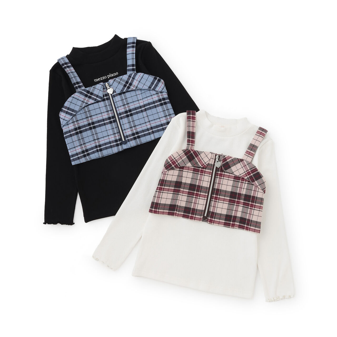 [Popular Item Restocked] [Not Available at Physical Stores] Checkered Bustier & Long-Sleeve T-Shirt Set,Beige, large image number 11