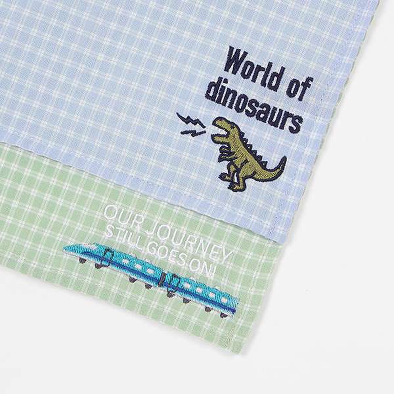 Train/Dinosaur Check Handkerchief,Sax blue, large image number 2