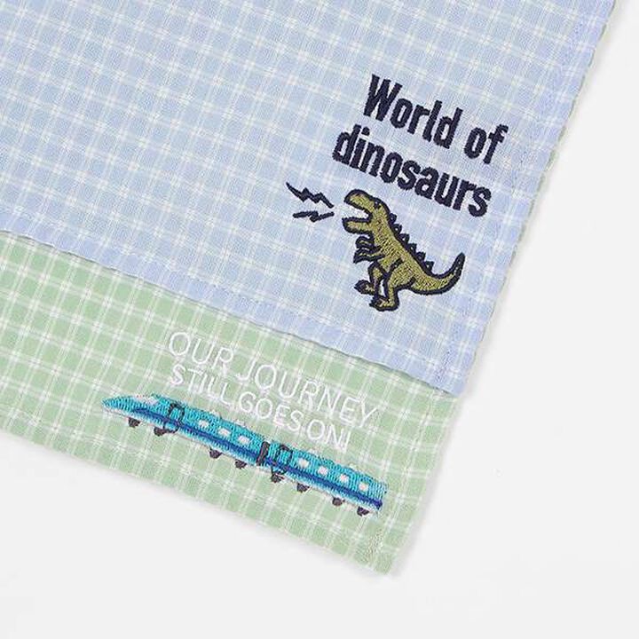 Train/Dinosaur Check Handkerchief,Sax blue, medium image number 2