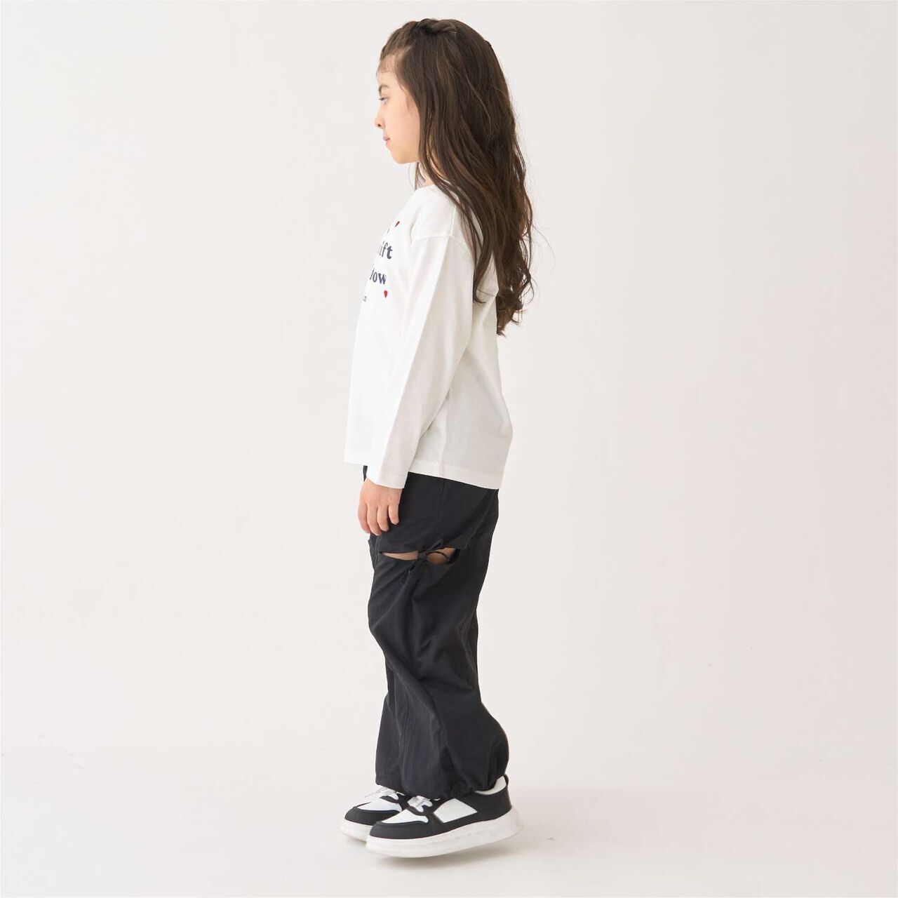 Water-Repellent Slit Cargo Pants,Black, large image number 4