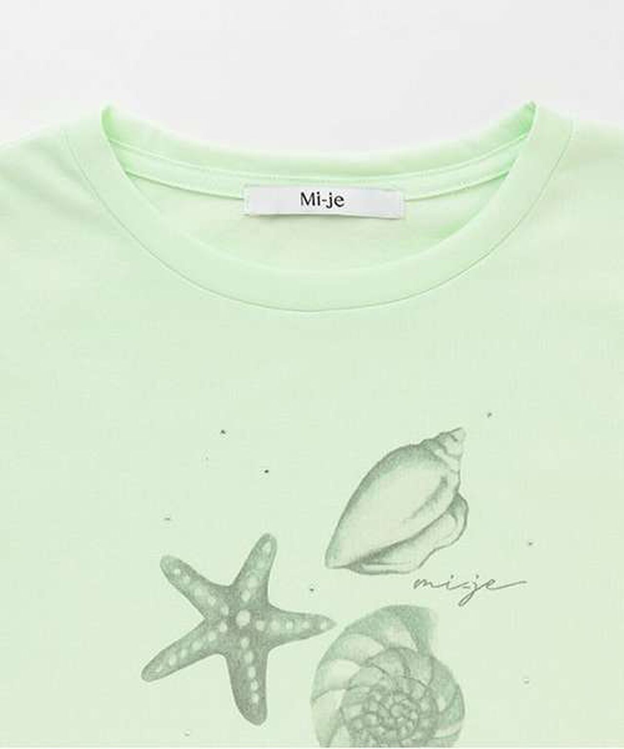 Shell Illustration Short Sleeve T-Shirt [Korean Fashion],Light green, large image number 6