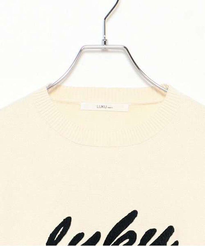 Embroidered Logo Knit Pullover,Ivory, medium image number 4