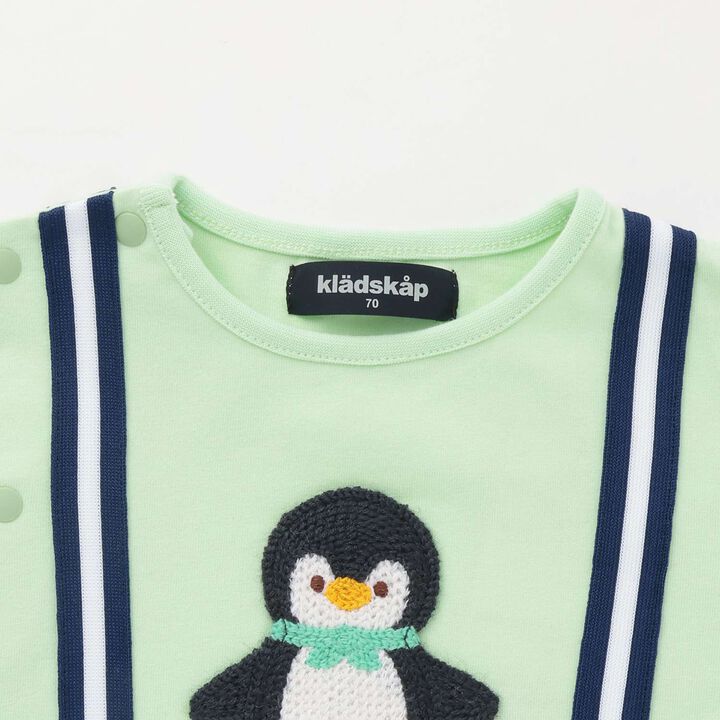 Animal Motif Short-Sleeve Coverall,Emerald green, medium image number 2