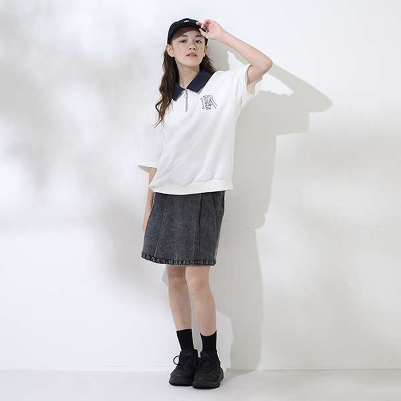 [AMI] Denim Skirt with Side Tuck Belt & Inner Pants Set,Blue, large image number 8