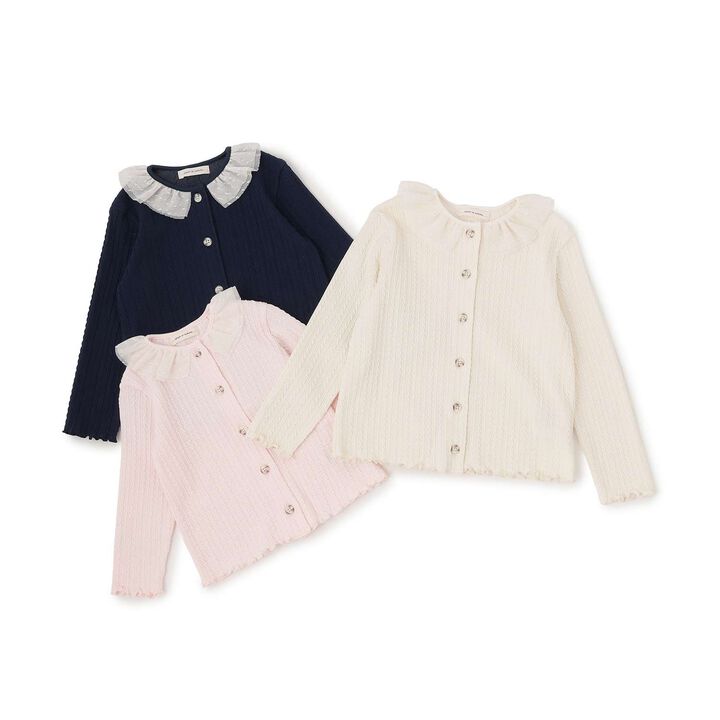 Cable Frill Cardigan [Made in Japan],Navy, medium image number 5