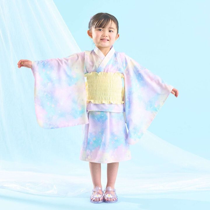 [Easy Wear♪] Cool Touch 4-Way Separate Yukata with Obi Belt (Kawaii) [Kids Girls],Dark red, medium image number 36