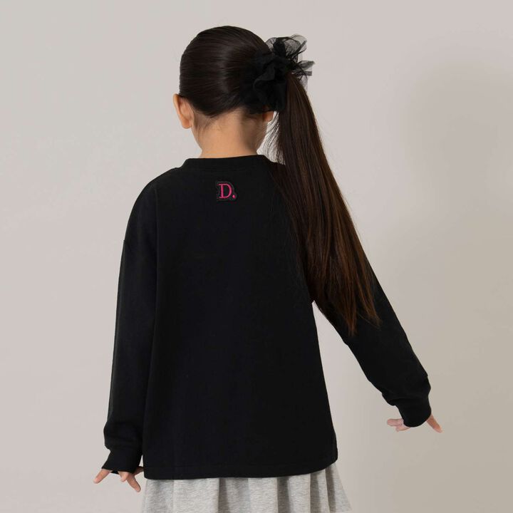 [USA Cotton] Chain Stitch Logo Wide Long Sleeve T-Shirt,Black, medium image number 6