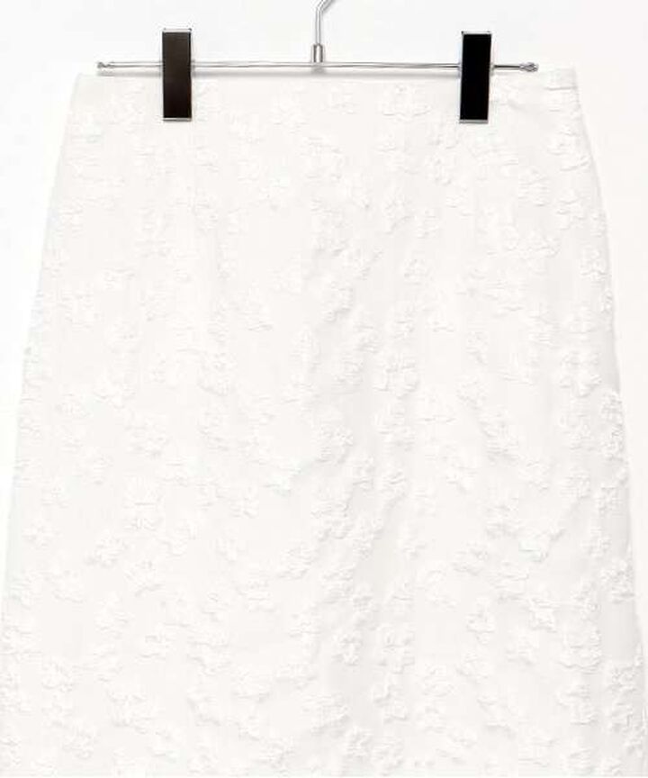 Floral Jacquard Tight Skirt,Off white, medium image number 2