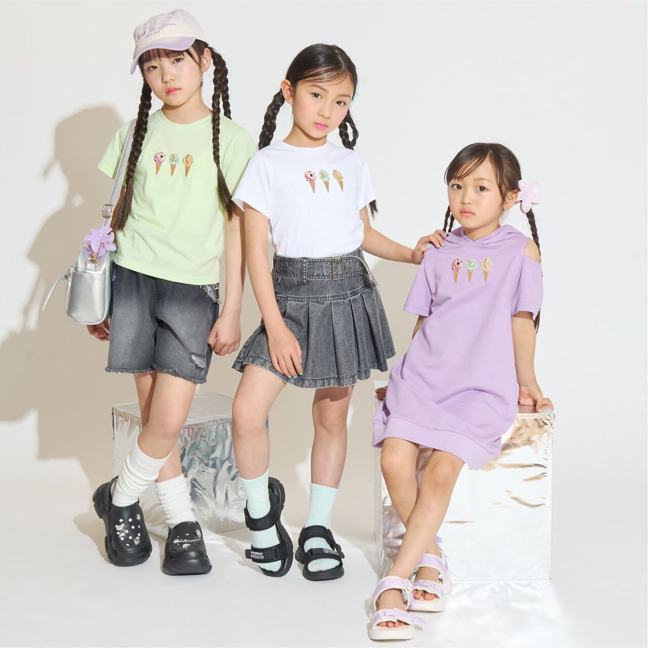 [31 Ice Cream] Cold-Shoulder Short-Sleeve Hoodie Dress,Lavender, large image number 5