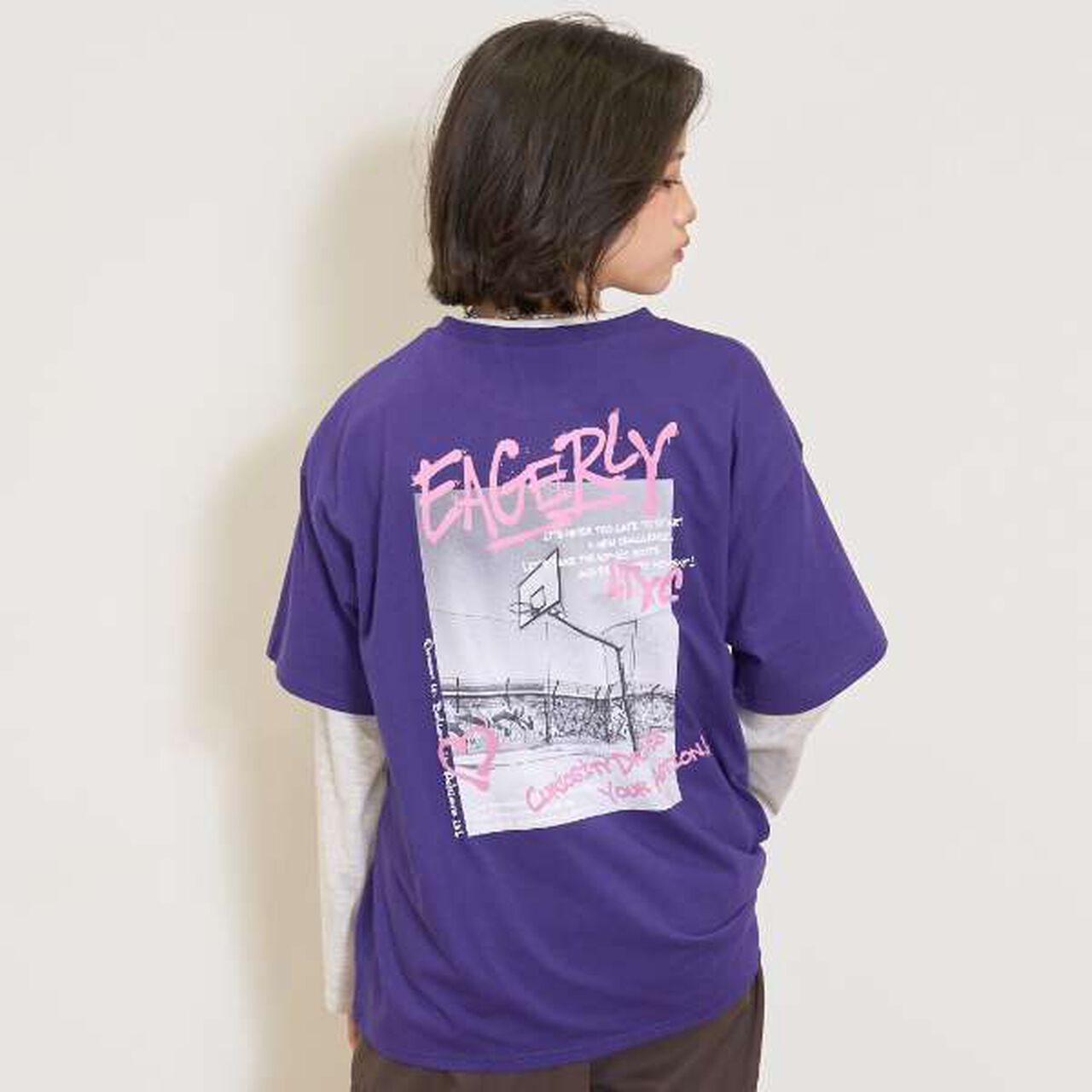 [LTXC/Quick-Dry] Loose T-Shirt Layered Set,Purple, large image number 0
