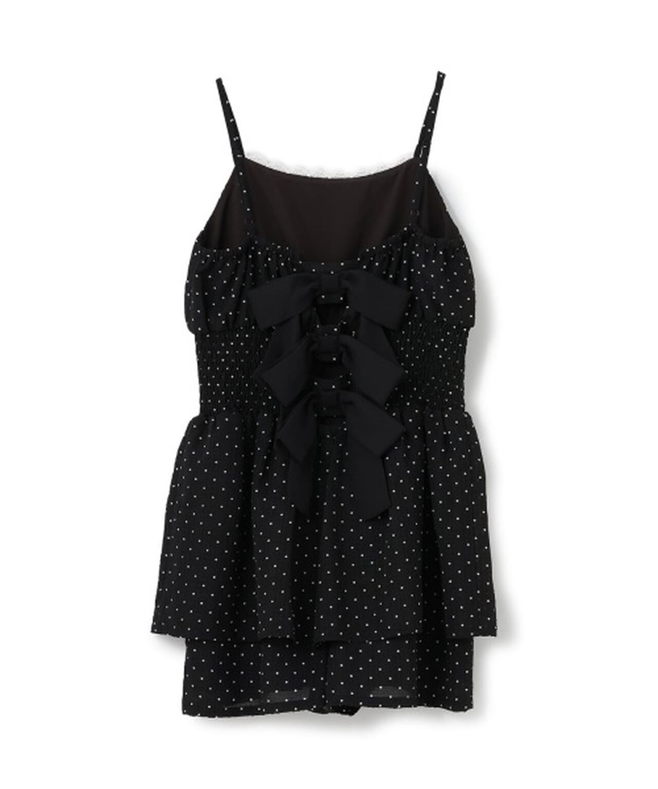 Polka Dot Peplum Mini Overalls,Black, large image number 7