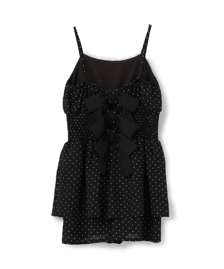 Polka Dot Peplum Mini Overalls,Black, medium image number 7