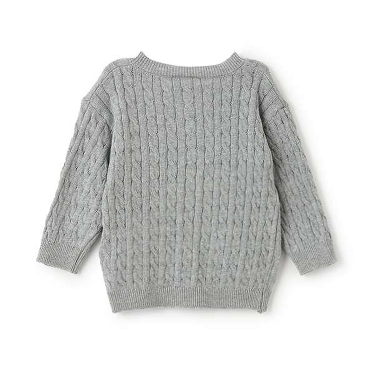 Bear Embroidery Cardigan,Light gray, large image number 3