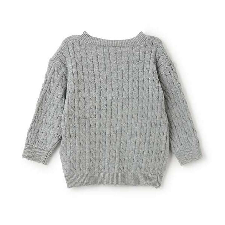 Bear Embroidery Cardigan,Light gray, medium image number 3