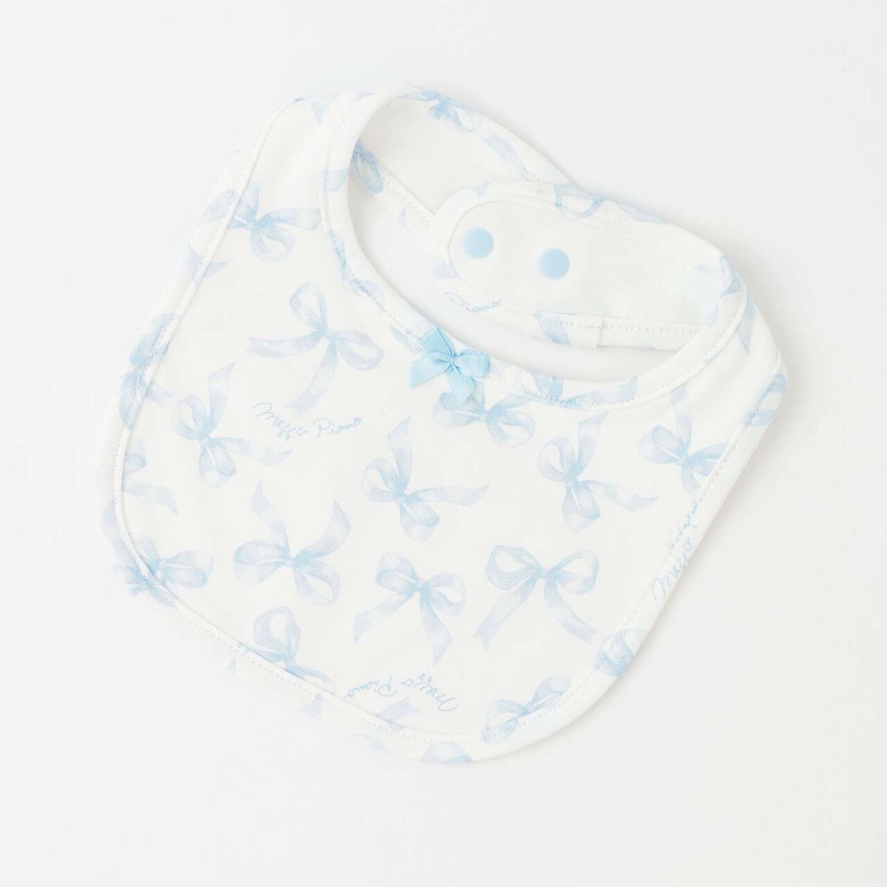 [Box Included] Ribbon Pattern Short-Sleeve 2-Way All-in-One & Bib Set,Sax blue, large image number 7