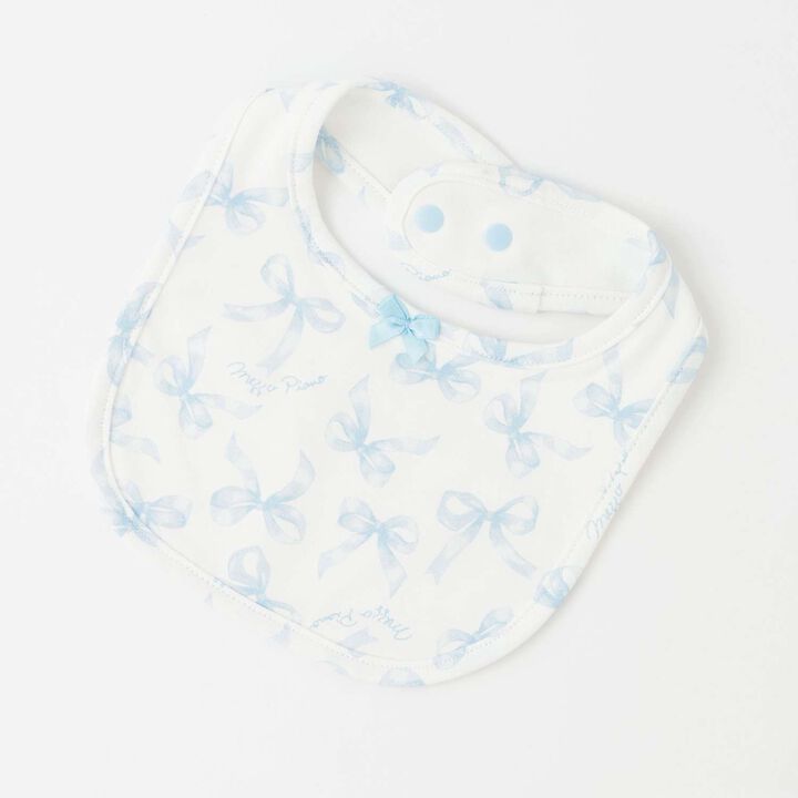[Box Included] Ribbon Pattern Short-Sleeve 2-Way All-in-One & Bib Set,Sax blue, medium image number 7
