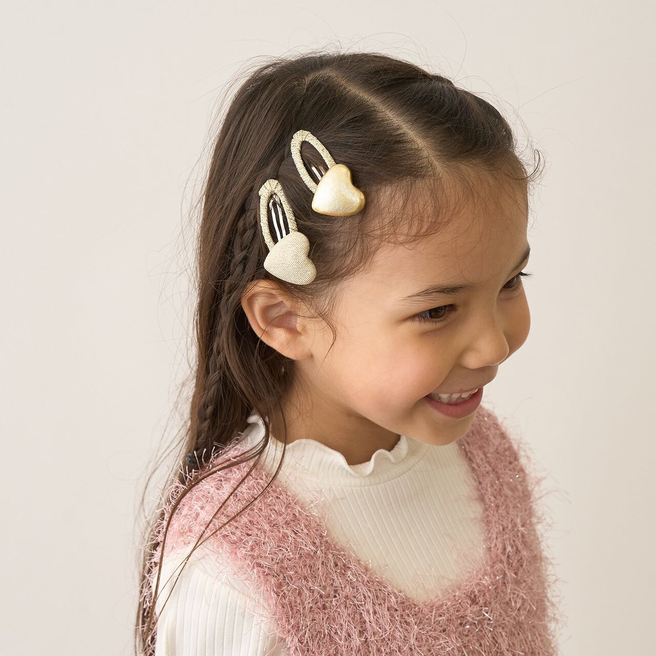 Sparkling Heart Hair Clip 2-Piece Set,Gold, large image number 10