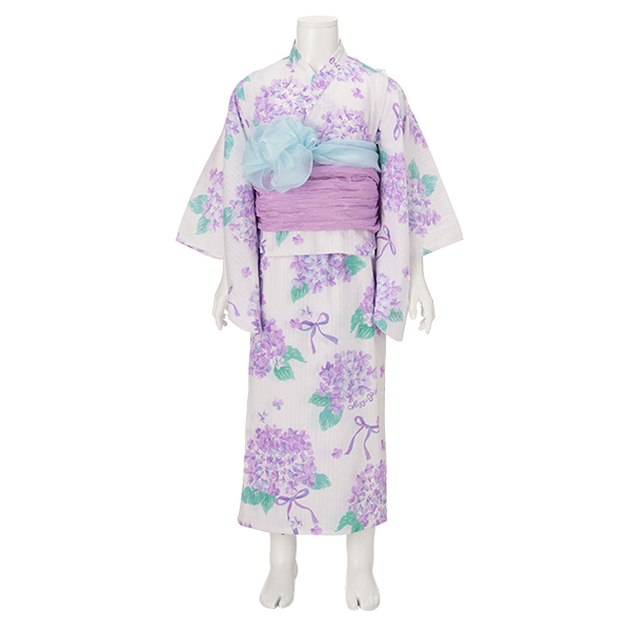 Watercolor Hydrangea Pattern Yukata,Light blue, large image number 19
