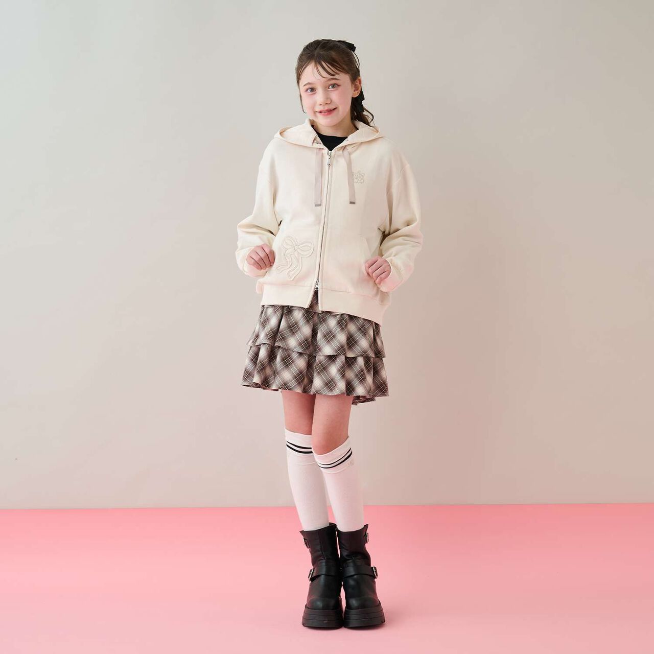 Ribbon Appliqué Double Zip Parka,Ivory, large image number 11