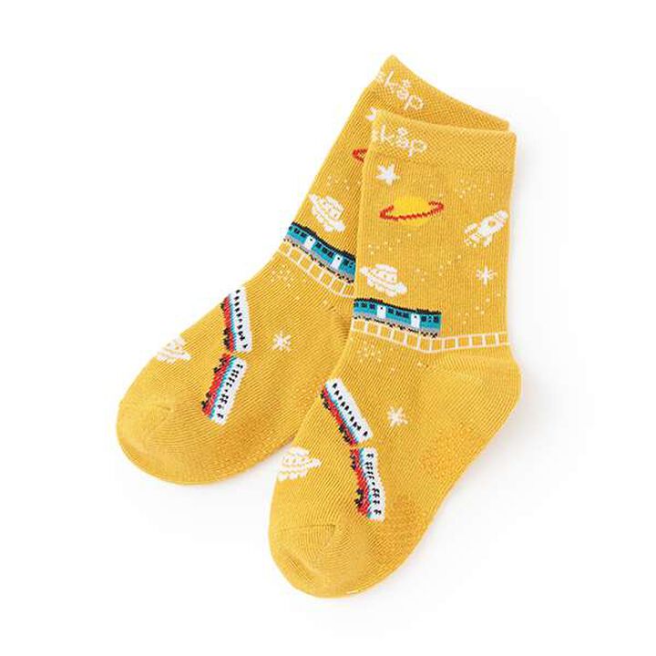 Space × Train Pattern Crew Socks,, medium