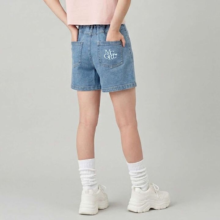 [milky coast] Logo Embroidered Denim Shorts,, medium