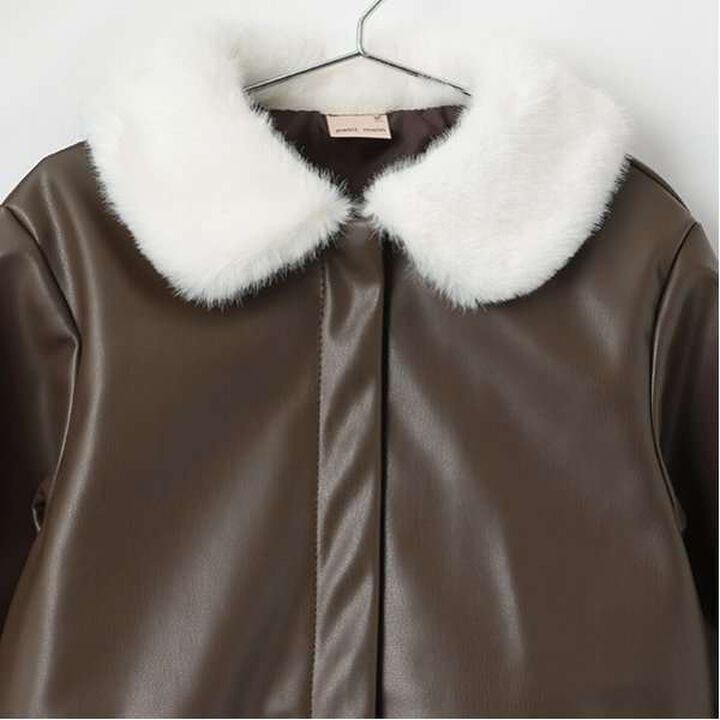 [Link] Faux Leather Jacket,Brown, medium image number 11