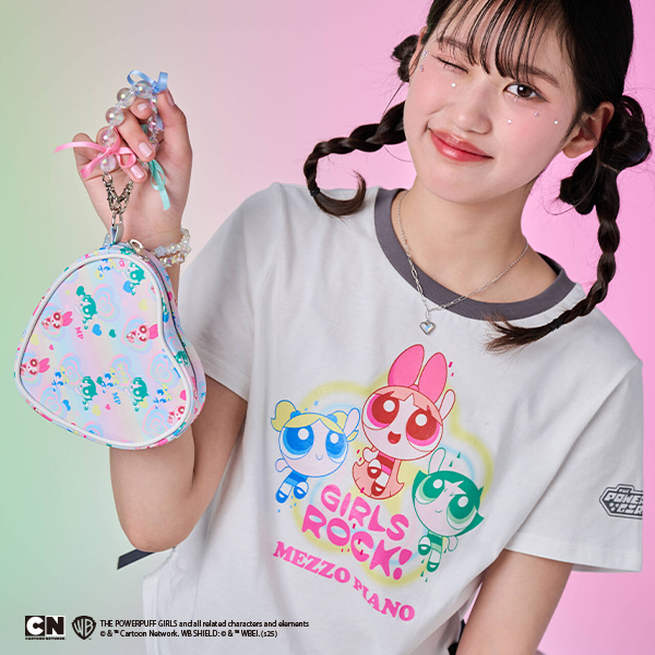 The Powerpuff Girls Heart Pouch,Multi color, large image number 0