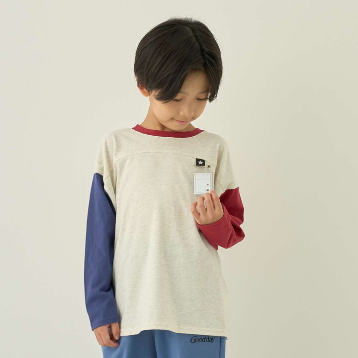 [Muteki T] Long-Sleeve T-Shirt with Name Tag Slot for Kids (Boys & Girls),, medium