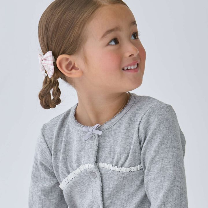 Check Ribbon Hair Clips 2P/L,Blue, medium image number 1