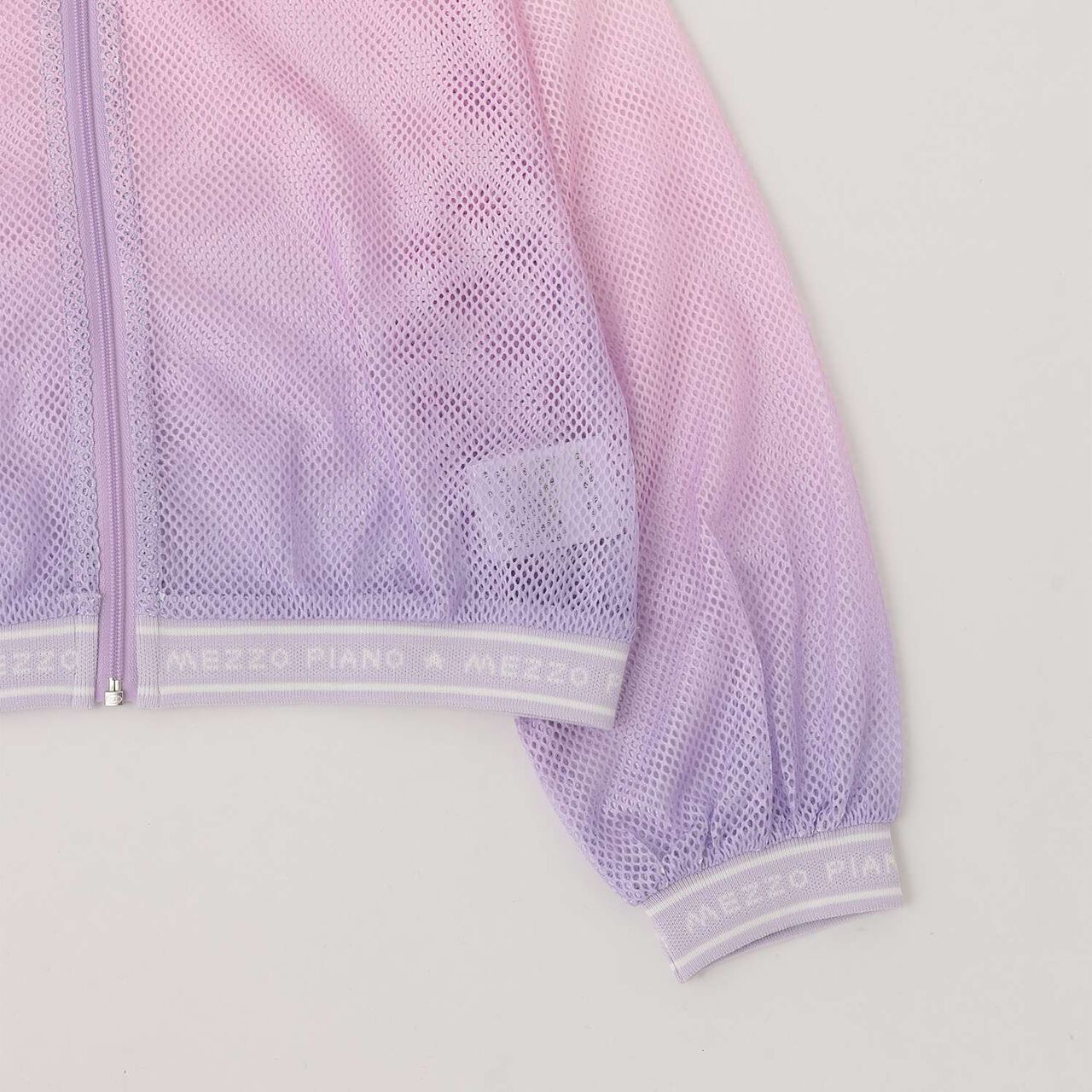 Mesh Zip Parka & Shoulder Opening Cut One-Piece Dress Set,Lavender, large image number 4