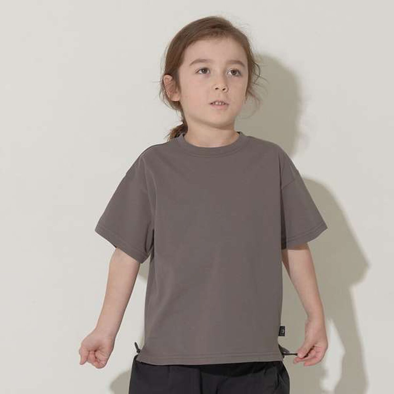 Non-Deforming Soft Cotton Hem Slit Simple Big T-Shirt,Charcoal gray, large image number 0