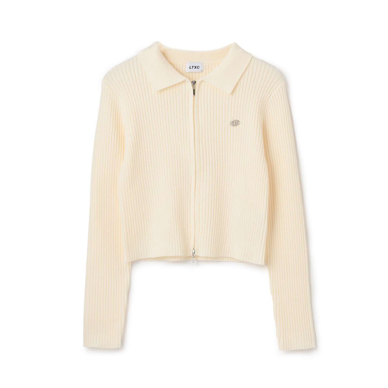 [LTXC] Washable Ribbed W Zipper Cardigan,Ivory, large image number 10