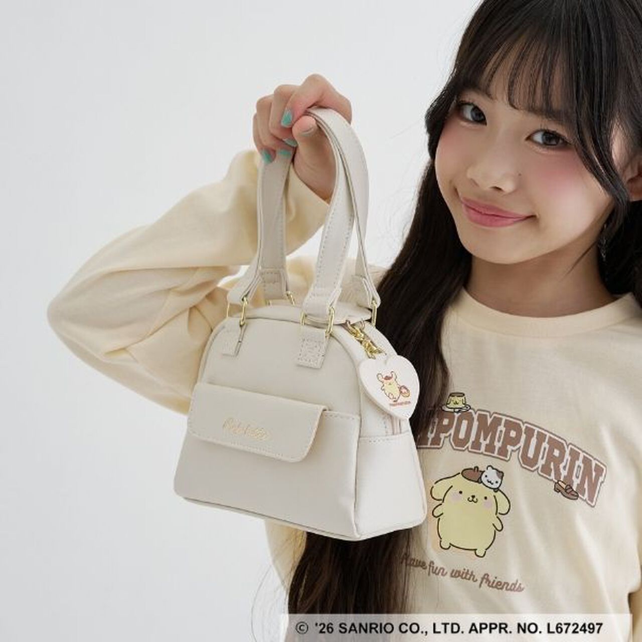 [Sanrio Characters] Mini Boston Faux Leather Shoulder Bag,Off white, large image number 0