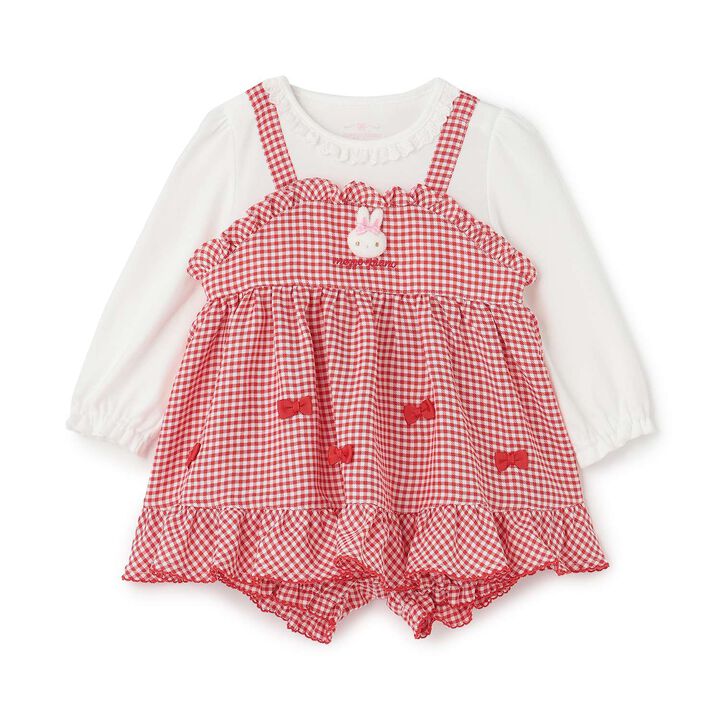 Gingham Tunic & Bloomers Set with Bunny Mascot,, medium