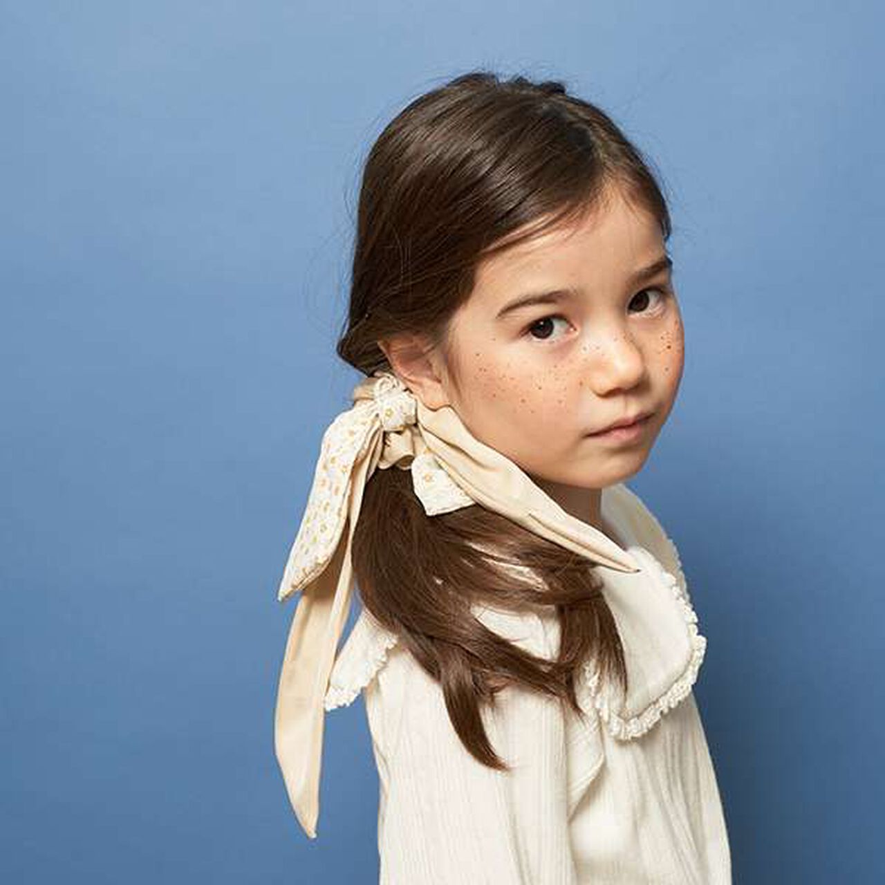 Flower & Satin Ribbon Chouchou,Mustard, large image number 3