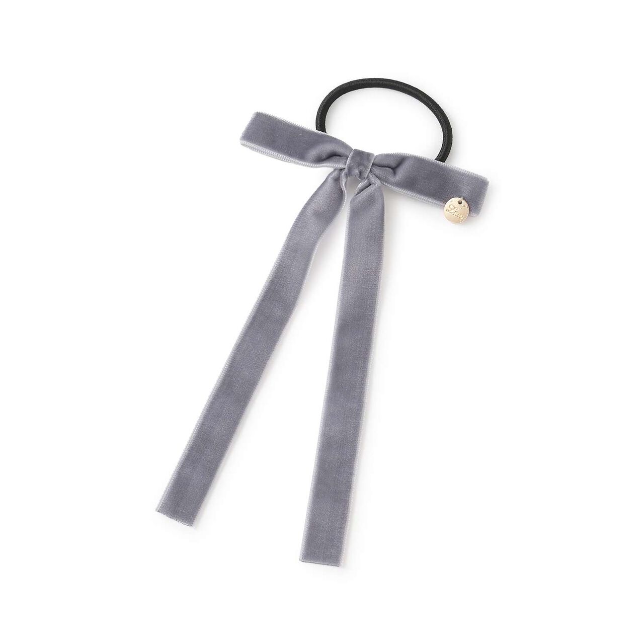 Velour Ribbon Hair Tie,Gray, large image number 0
