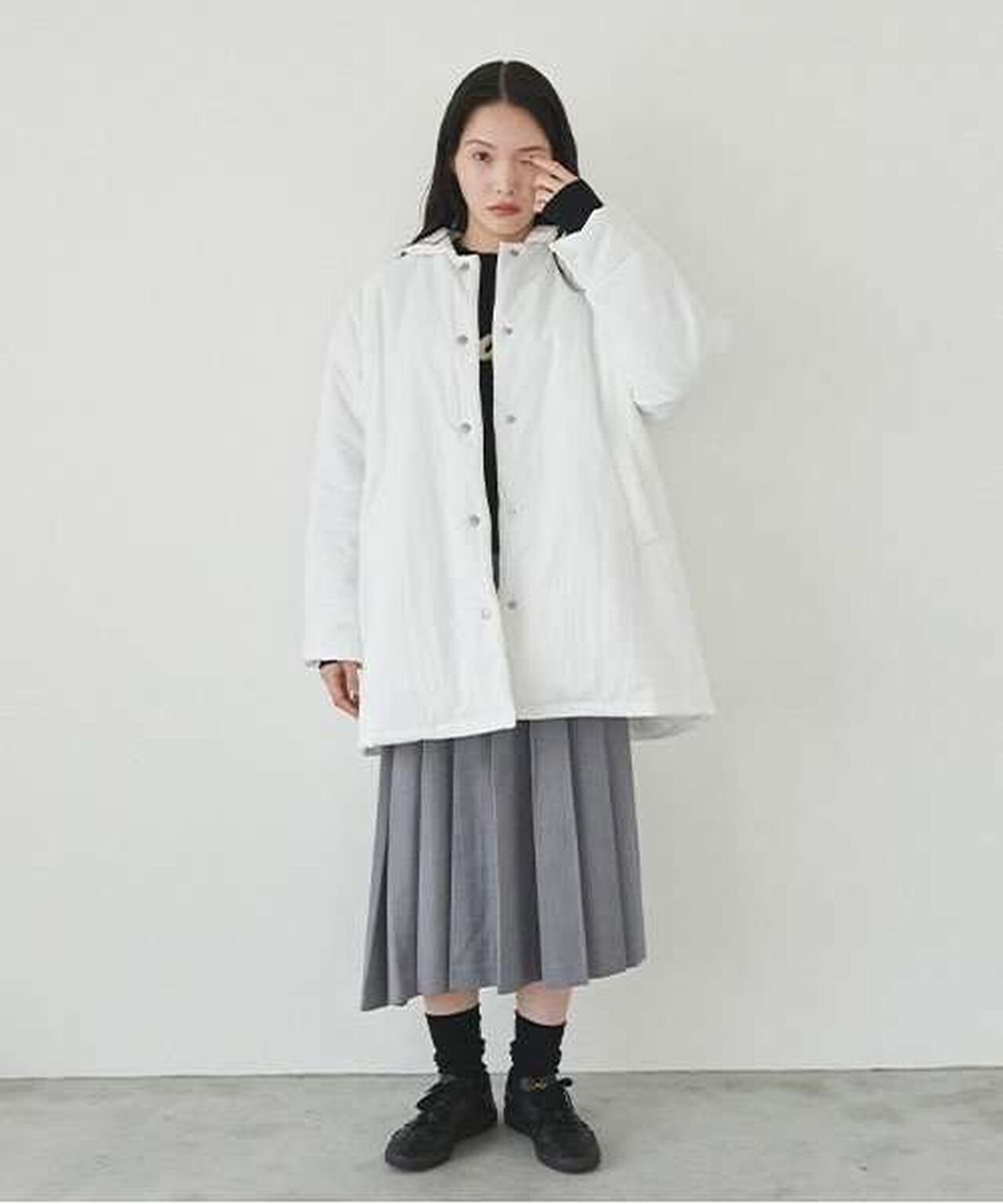 Padded A-Line Coat,Off white, large image number 9