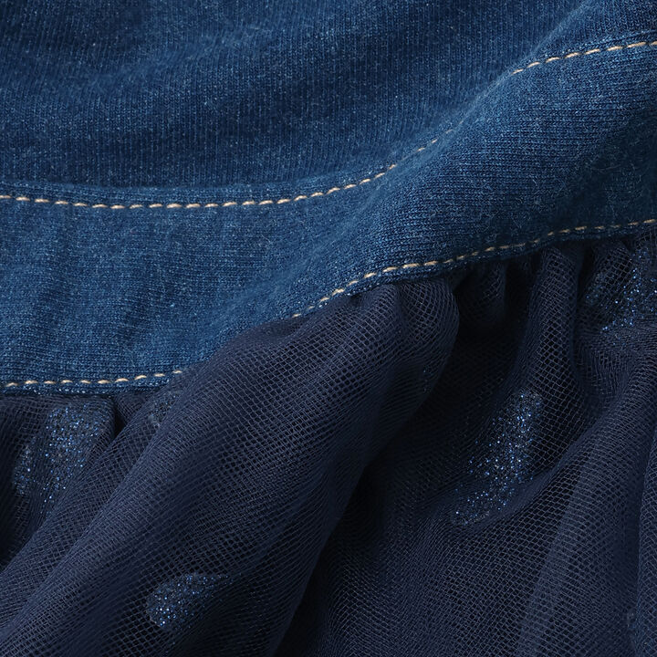 Knit Denim Jumper Skirt,Navy, medium image number 6