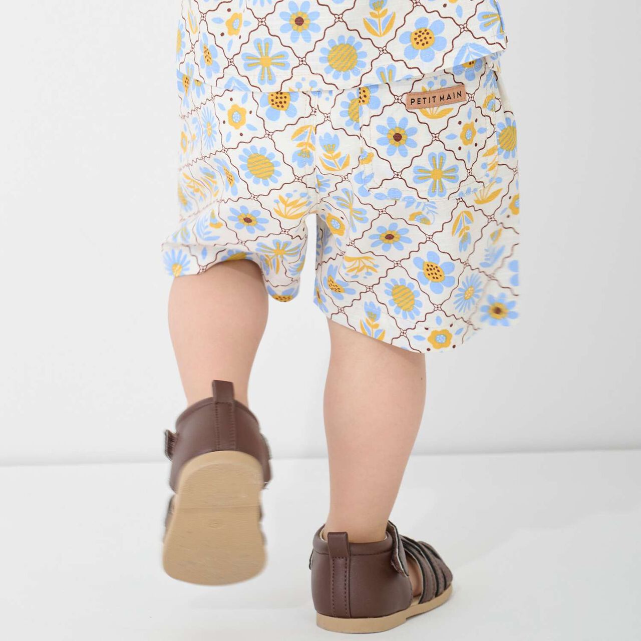 [Link] Cotton Rayon All-Over Pattern Half Shorts,Yellow, large image number 2