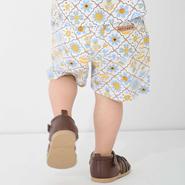 [Link] Cotton Rayon All-Over Pattern Half Shorts,Yellow, medium image number 2