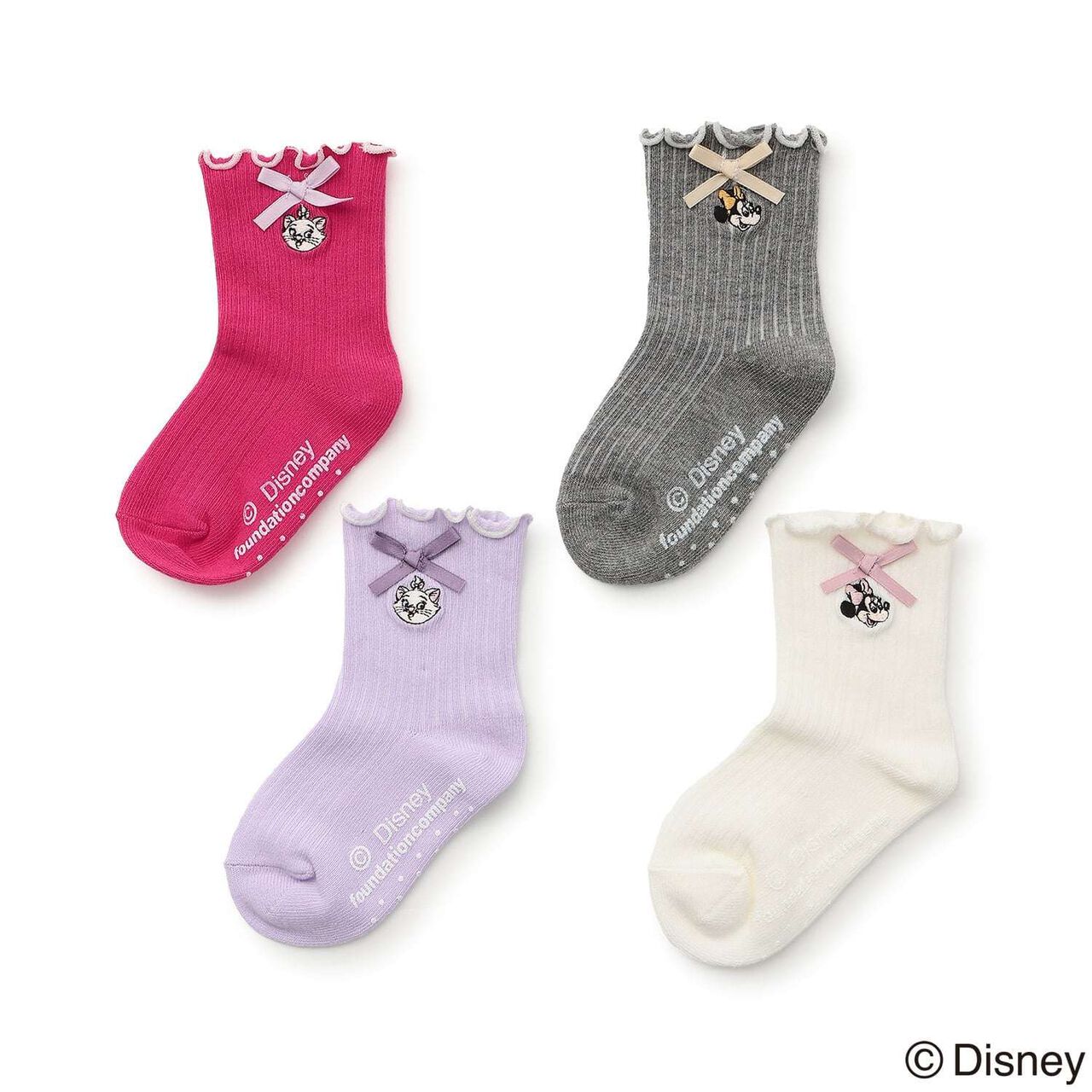 [Disney] Embroidered Socks with Ribbon,Top gray, large image number 4