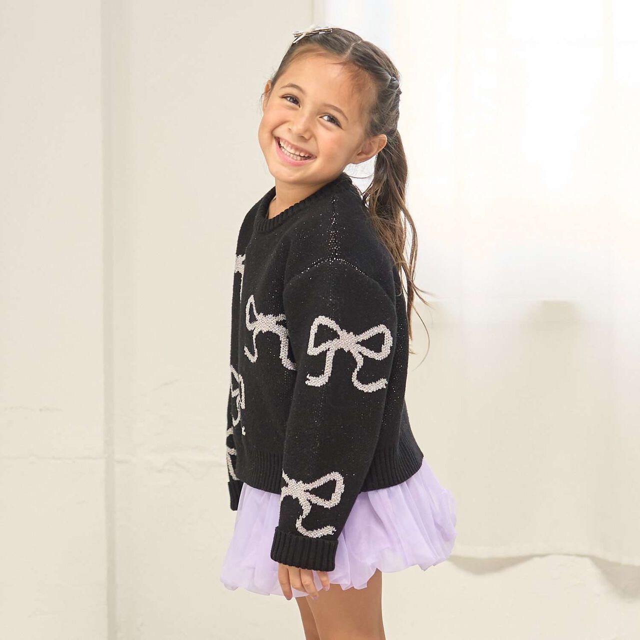 Short Lame Ribbon Sweater,Sax blue, large image number 19