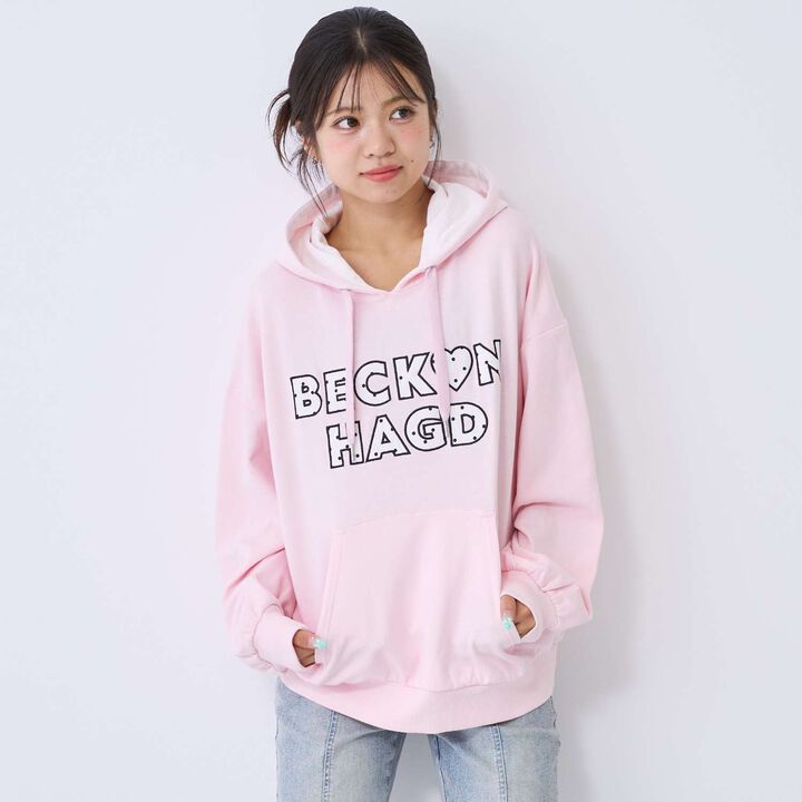 [100% Cotton] Patterned Logo Appliqu&eacute; Hoodie,Off white, medium image number 5