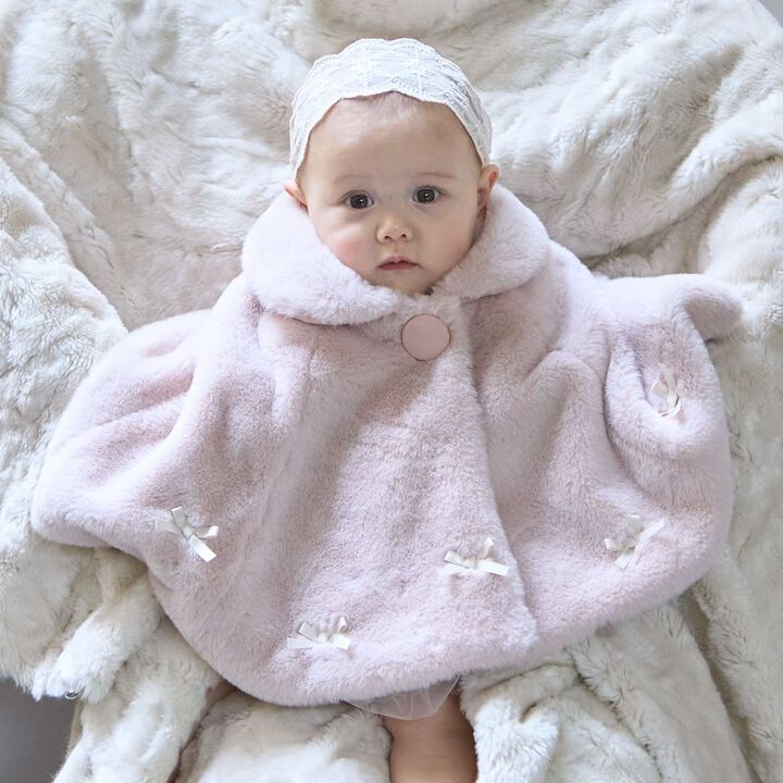 2 WAY Collar Ribbon Fur Cape,Light pink, medium image number 0