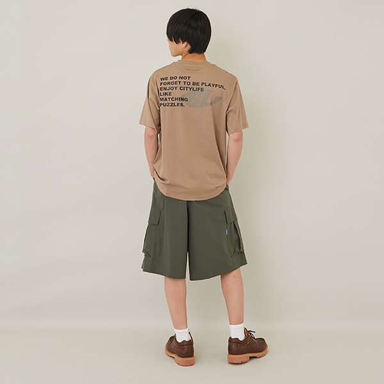 [Easycare] Poly Lip Half Cargo Pants,Khaki, large image number 19