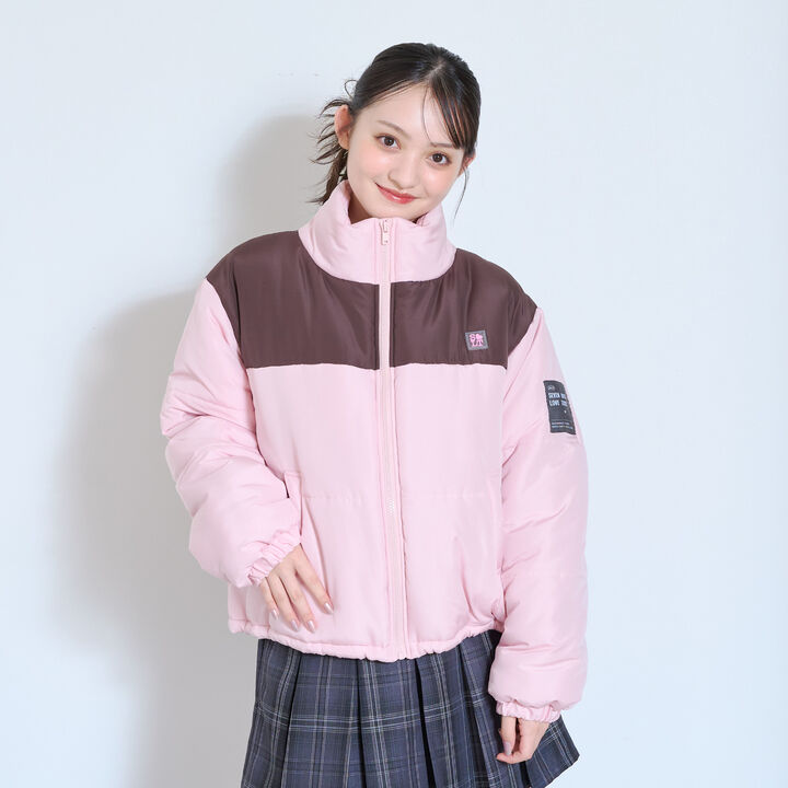 [7days] Padded Short Bomber Jacket,Pink, medium image number 0
