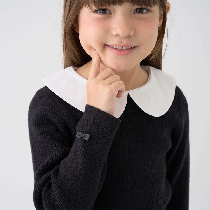 [Machine Washable] Ribbed Knit with Collar,Striped, medium image number 11