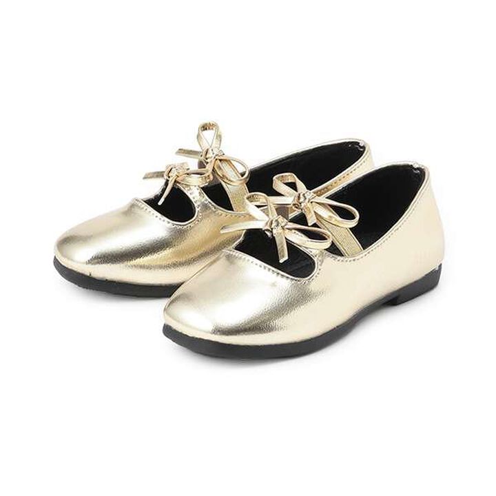 Double Ribbon Ballet Shoes,Gold, medium image number 3